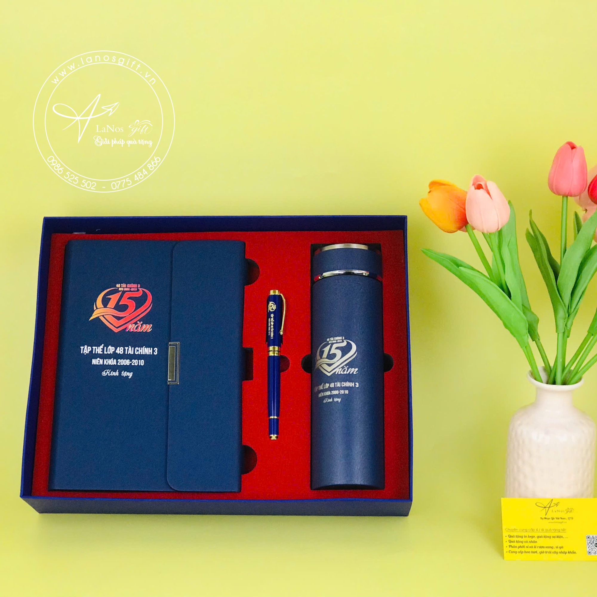 Hộp quà tặng sổ bút bình in logo - LNGS 10