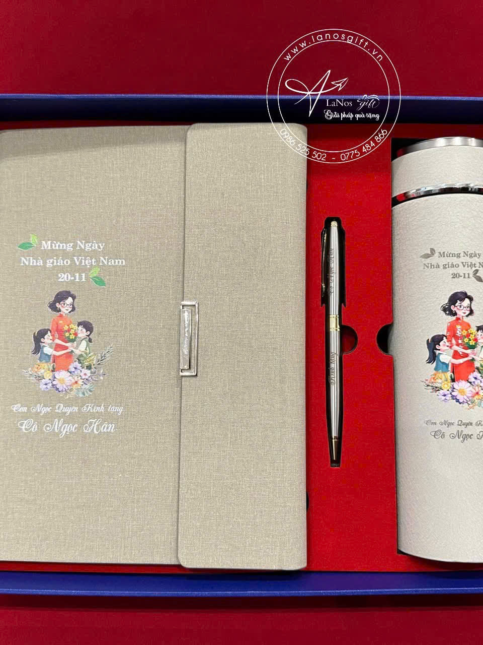 Hộp Quà Tặng 20/11 In Nội Dung Cá Nhân Hóa – Sổ Tay, Bút & Bình Giữ Nhiệt - LNGS 09 - Hình ảnh 6