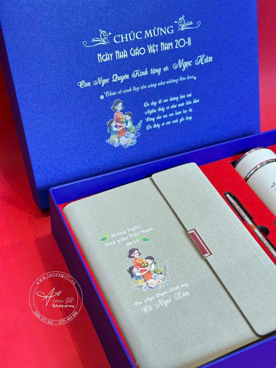 Hộp Quà Tặng 20/11 In Nội Dung Cá Nhân Hóa – Sổ Tay, Bút & Bình Giữ Nhiệt - LNGS 09 - Hình ảnh 2