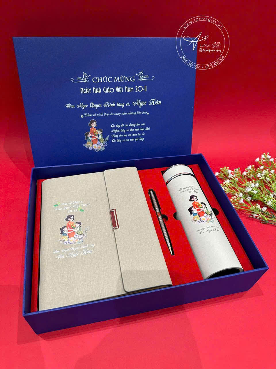 Hộp Quà Tặng 20/11 In Nội Dung Cá Nhân Hóa – Sổ Tay, Bút & Bình Giữ Nhiệt - LNGS 09 - Hình ảnh 4