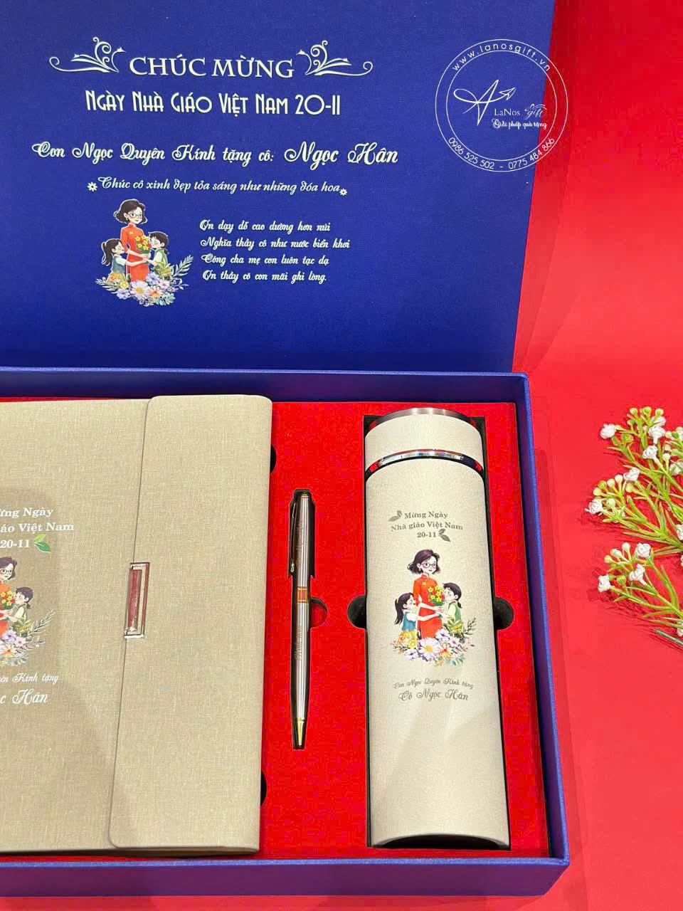 Hộp Quà Tặng 20/11 In Nội Dung Cá Nhân Hóa – Sổ Tay, Bút & Bình Giữ Nhiệt - LNGS 09 - Hình ảnh 5