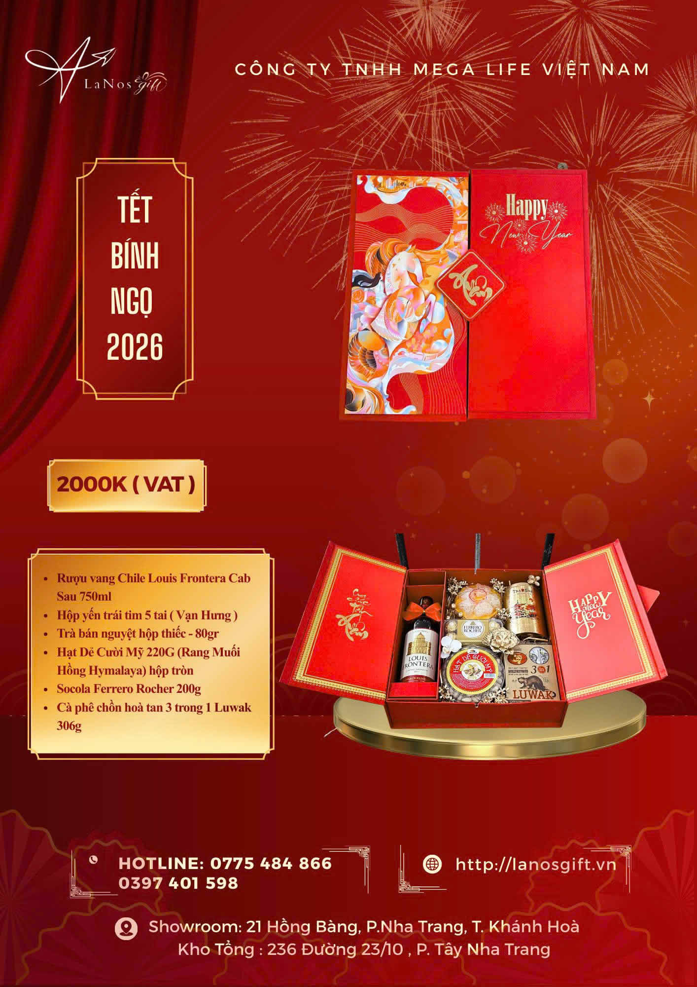 Hộp Quà Tặng Tết Cao Cấp Đỏ Sang Trọng 003