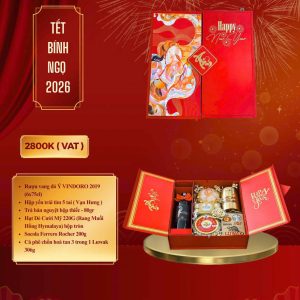 Hộp Quà Tặng Tết Cao Cấp Đỏ Sang Trọng 005