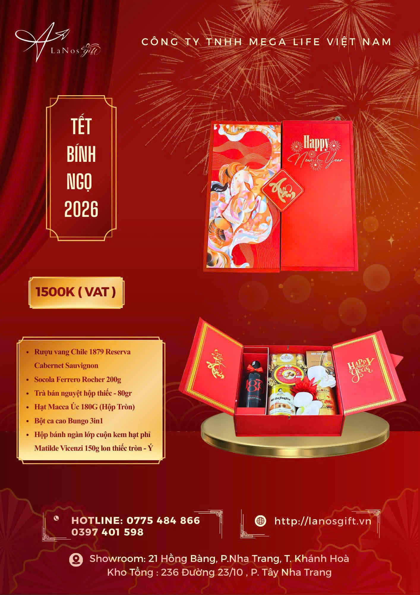 Hộp Quà Tặng Tết Cao Cấp Đỏ Sang Trọng 007