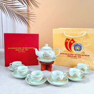 Bộ quà tặng ấm tách chén trà in logo