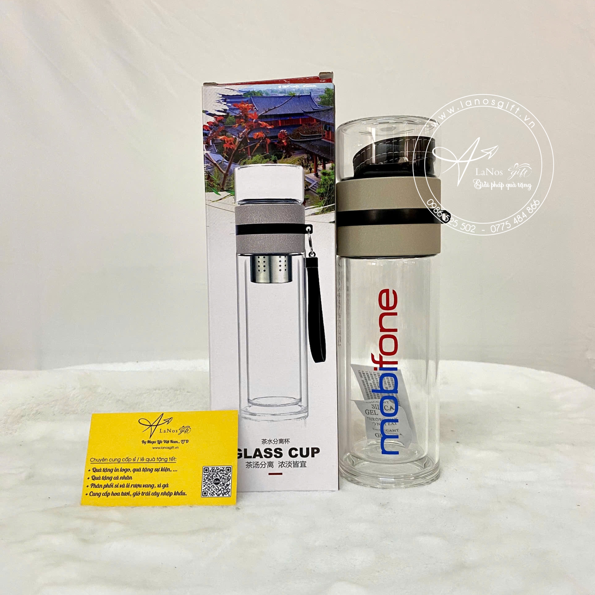 Bình Nước Thủy Tinh In Logo – Quà Tặng Doanh Nghiệp - LNBTT 01
