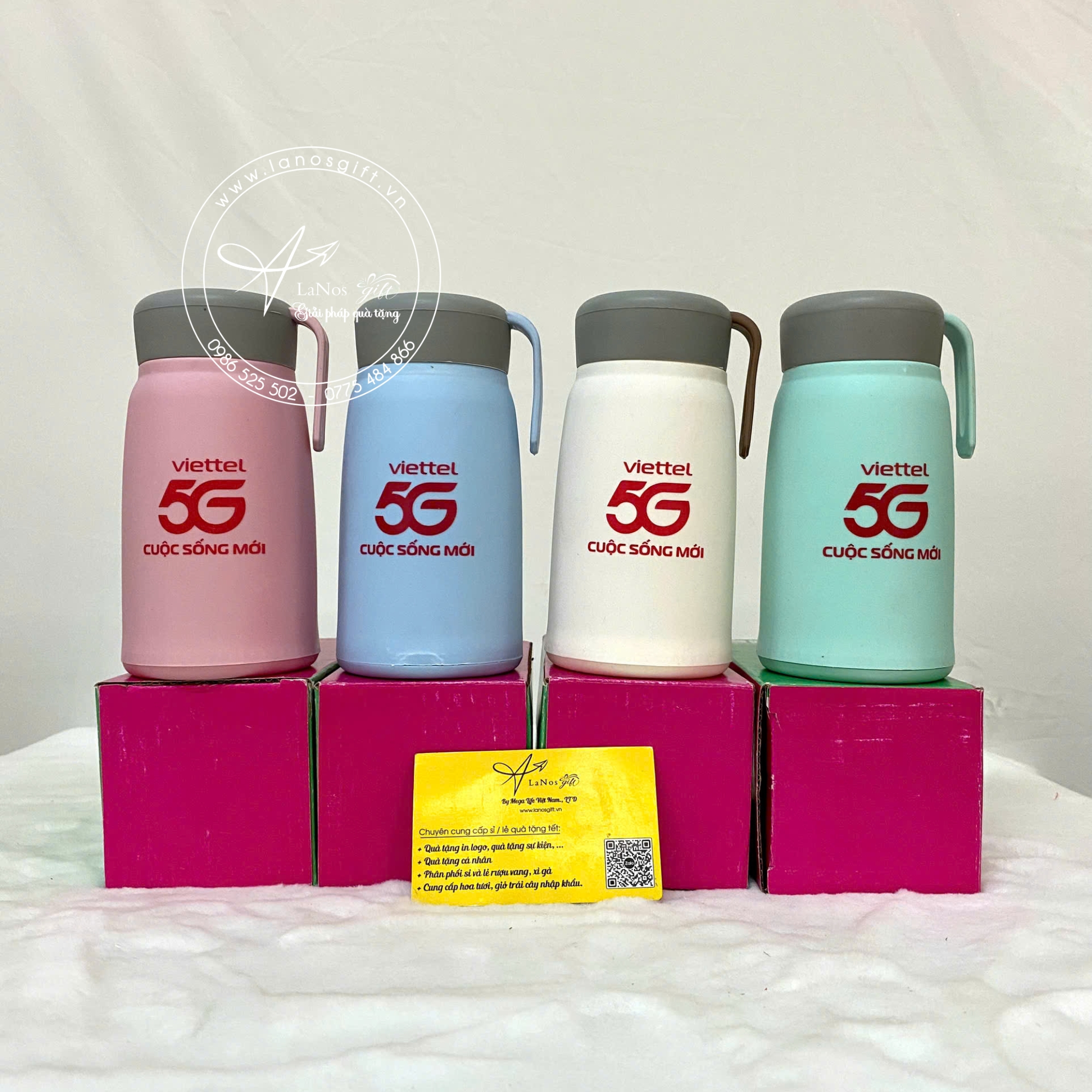 Ca nước thủy tinh bọc nhựa in logo - LNTTBN 02