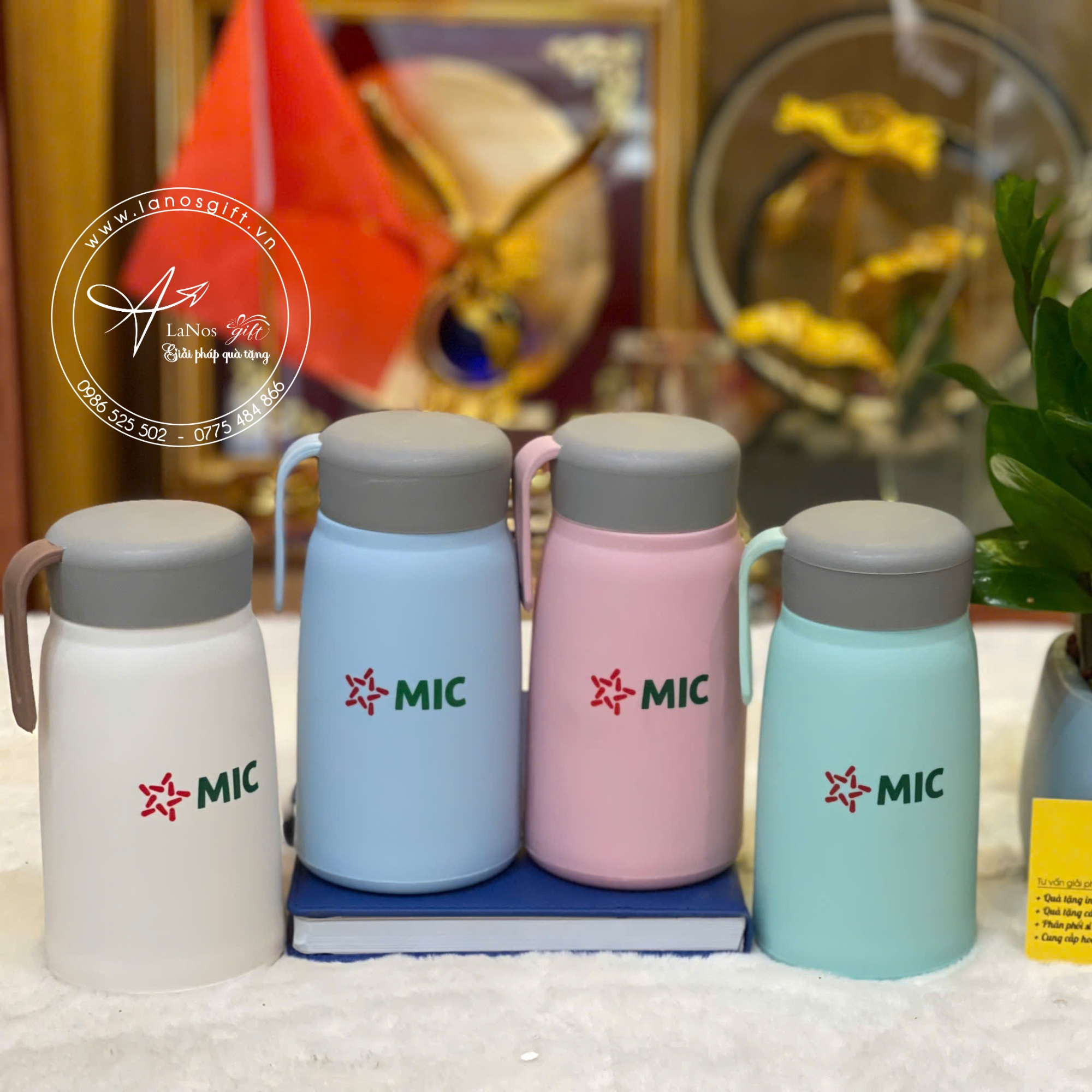 Ca nước thủy tinh bọc nhựa in logo - LNCTTBN 02