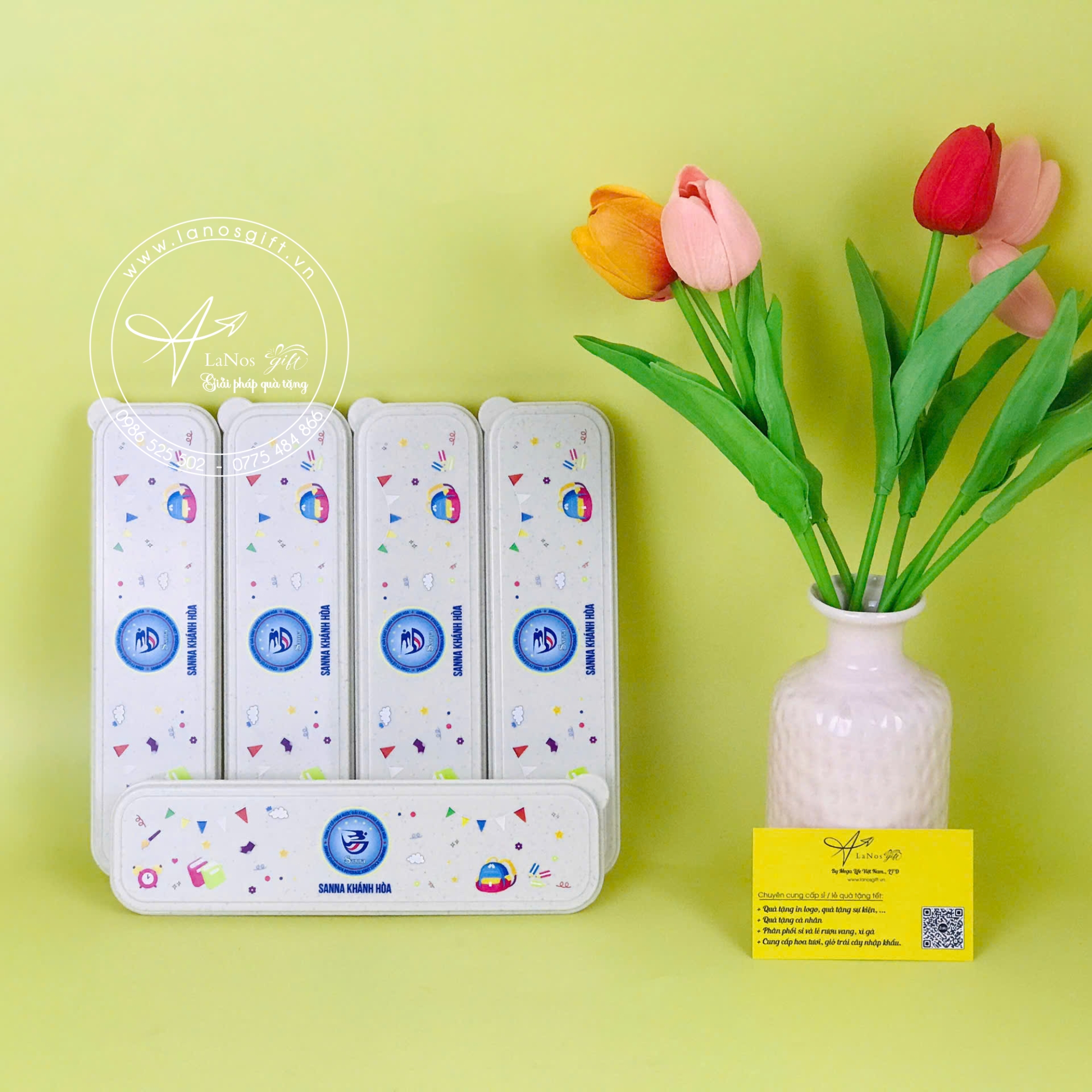 Hộp bút nhựa lúa mạch in logo - LNHB 01