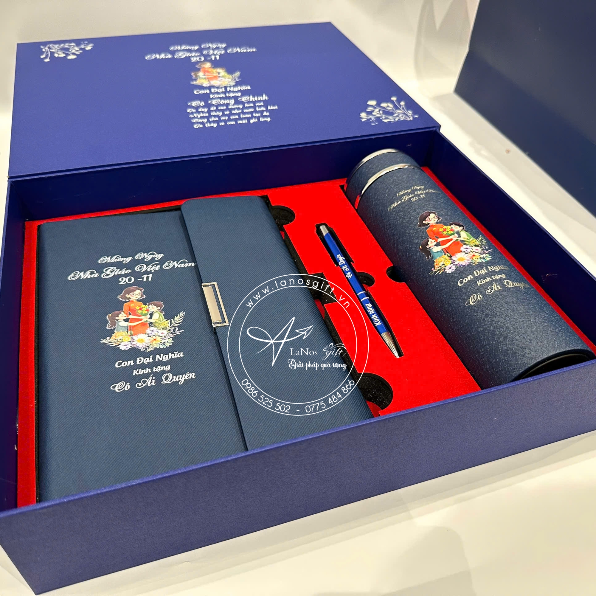Hộp Quà Tặng 20/11 Khắc Tên Cá Nhân Hóa – Sổ Tay, Bút & Bình Giữ Nhiệt Cao Cấp - LNGS 05 - Hình ảnh 6