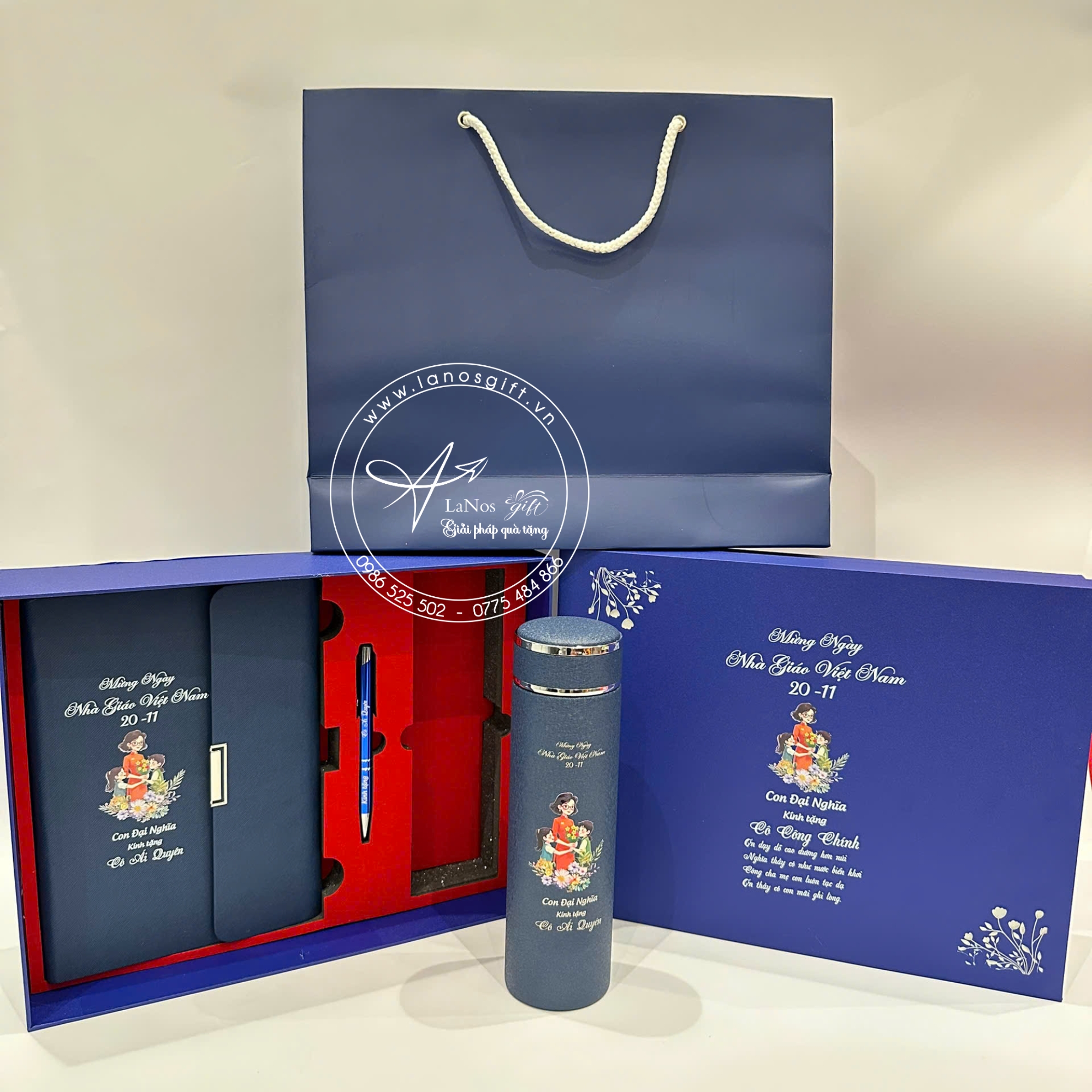 Hộp Quà Tặng 20/11 Khắc Tên Cá Nhân Hóa – Sổ Tay, Bút & Bình Giữ Nhiệt Cao Cấp - LNGS 05 - Hình ảnh 2
