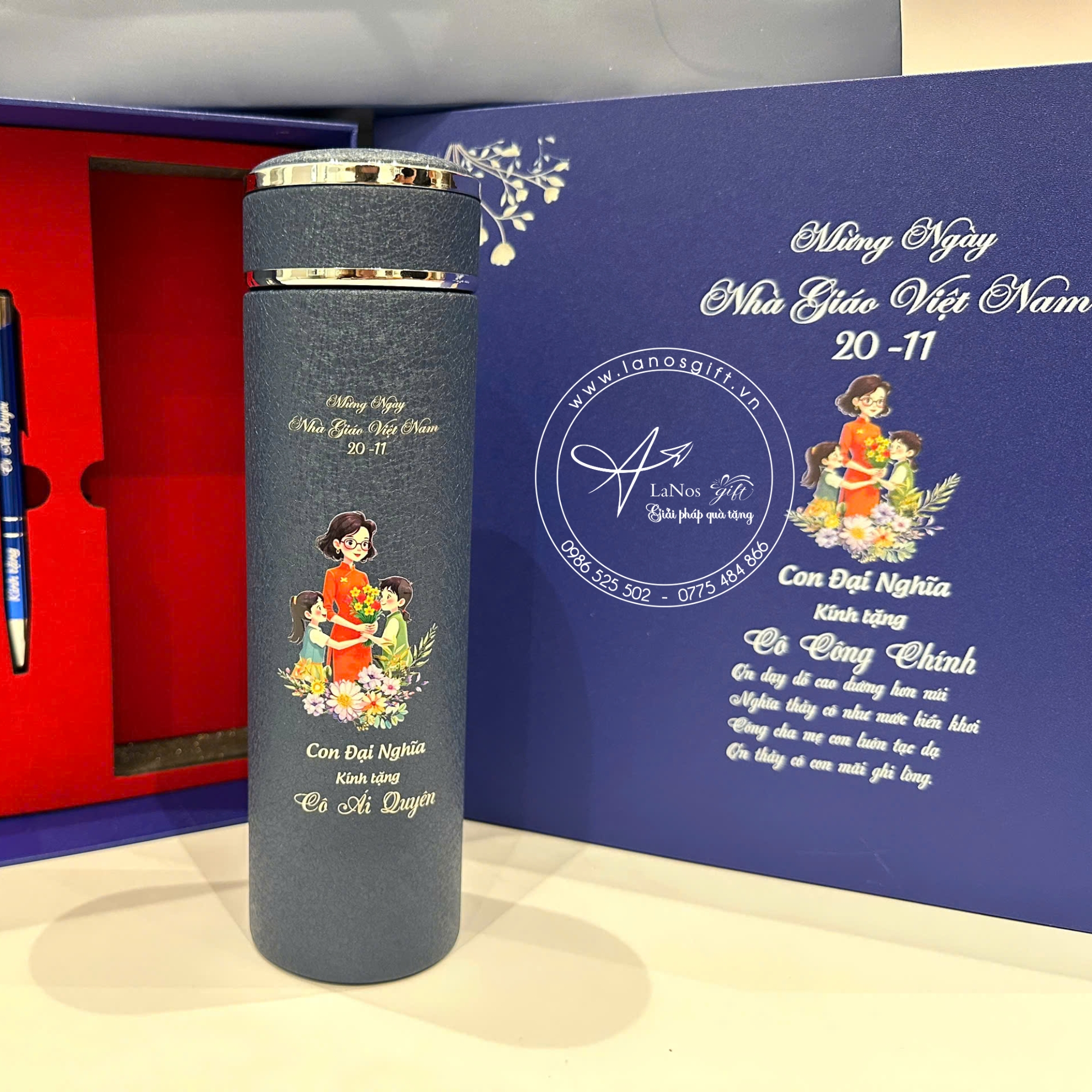 Hộp Quà Tặng 20/11 Khắc Tên Cá Nhân Hóa – Sổ Tay, Bút & Bình Giữ Nhiệt Cao Cấp - LNGS 05 - Hình ảnh 3