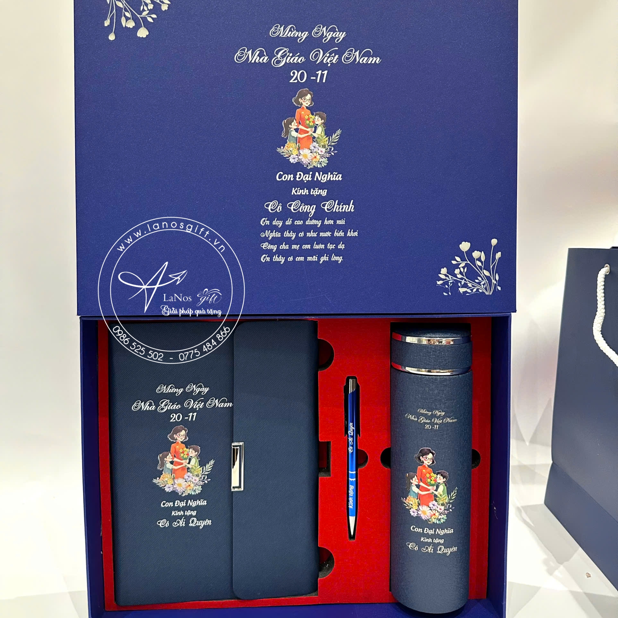 Hộp Quà Tặng 20/11 Khắc Tên Cá Nhân Hóa – Sổ Tay, Bút & Bình Giữ Nhiệt Cao Cấp - LNGS 05 - Hình ảnh 4